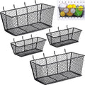Sieral 4 Pcs Black Pegboard Baskets Metal Wire Shelf Baskets Peg Board Organizer Accessories Wall Mount Organizer Attachments for Garage Workbench Various Tool Accessories, 2 Sizes (Small, Large)