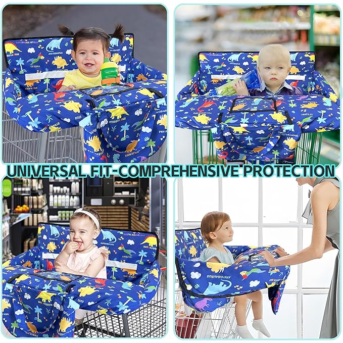 Shopping Cart Cover for Baby,2-in-1 High Chair Cover with Portable Cloth Bag,Cart Seat Pad for Babies Grocery Cushion Cover Restaurant,Suitable for All Supermarkets