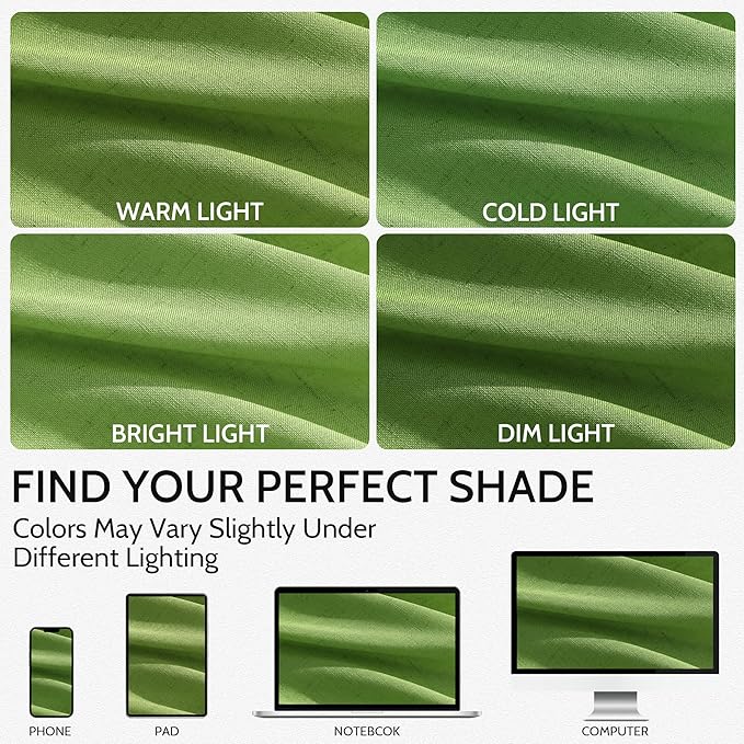Lime Green Curtains 63 Inches Long 2 Panel Sets for Living Room Bedroom, Light Filtering Linen Drapes for Kitchen Windows Rod Pocket or Back Tab Curtain,Semi Sheer 52x63