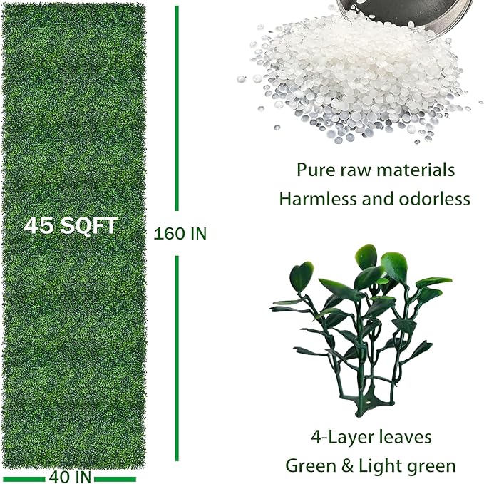 Artificial Ivy Privacy Fence Wall Screen: 40X160 in(45 sqft) UV-Anti Faux Boxwood Roll Panels Greenery Backdrop Ivy Vine Leaf Hedges Fence Panels for Indoor Outdoor Green Wall Decor