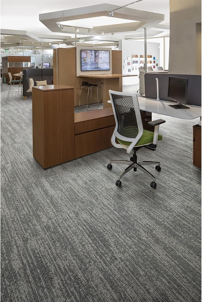 Mohawk Elite 24" x 24" Berber (Loop pile), 0.08" Pile Height, Carpet Tile, Nylon Fiber, Dappled Steel Color, (1 Tile)