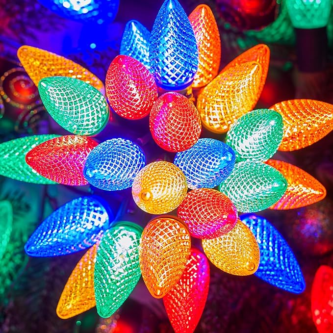 Brightown C9 Christmas String Lights, Multicolor Commercia Outdoor Christmas Lights with 150 Strawberry C9 LED Bulbs, Waterproof Extendable UL Certified for Party Holiday Indoor Outdoor Xmas Decor