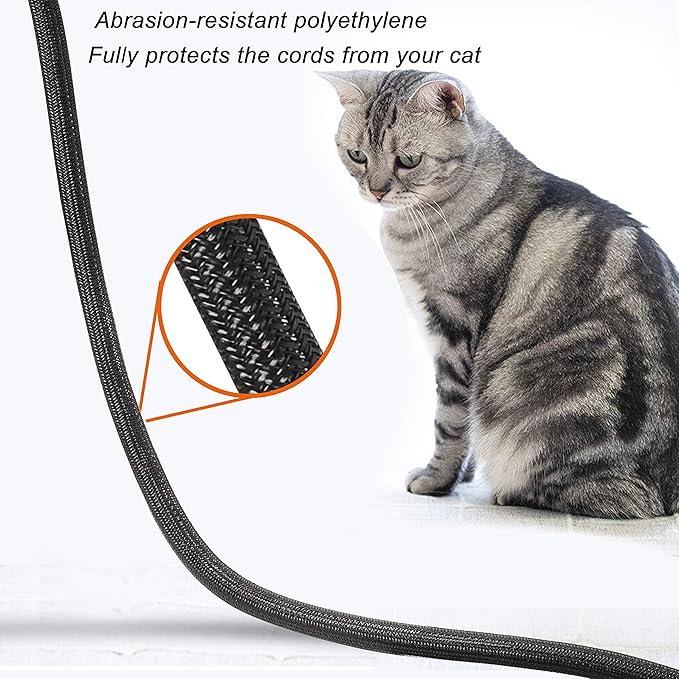 CrocSee 10ft - 1.25 inch Braided Cable Management Sleeve Cord Protector - Self-Wrapping Split Wire Loom for TV/Computer/Home Theater/Engine Bay - Black