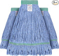 Onesimus 20 oz Mop Head Replacement, Industrial Mops for Floor Cleaning Heavy Duty 4-Ply Cotton Blend Looped End Wet Mop Refills 1.25 in Universal Headband Fit Most Handles, 3 Pack Large Blue