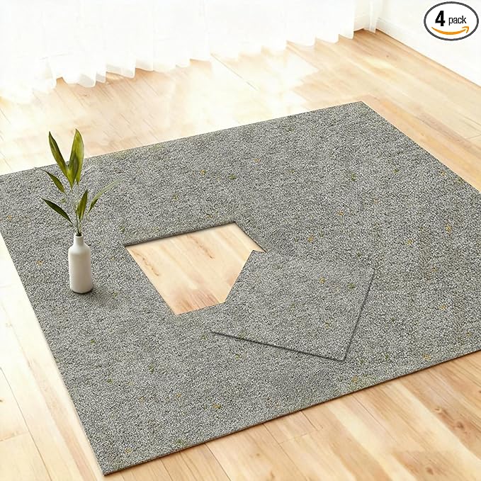 jxgzyy Soft Carpet Tiles 20×20 Inch, 0.38'' Padded Carpet Squares, Non-Adhesive Carpet Flooring with Textured Silicone Back, Easy DIY Cushioning Tiles for Home Office, 4 Pcs/10.8 Sqft