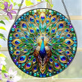 Stained Glass Window Hanging, LAOWEIKI 8'' Peacock Suncatcher, Stained Glass Ornament, Suncatchers for Windows Hanging, Window Decor, Outdoor or Indoor, Gifts for Women, Lovers, Couple, Friend, Bestie
