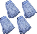 Mop Head Replacement Commercial Heavy Duty String Blue Wet Mop Heads for 3 Typs Commercial Mop Handle(4 pcs,Large,Weight 23oz)