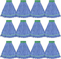 Onesimus 24 oz Heavy Duty Mop Head Replacement, 5 Inch Headband for Quick Change Handle, Blue Loop-End Cotton Blend String Wet Dry Floor Mop Refill, Large Size, Case Pack of 12 Pcs