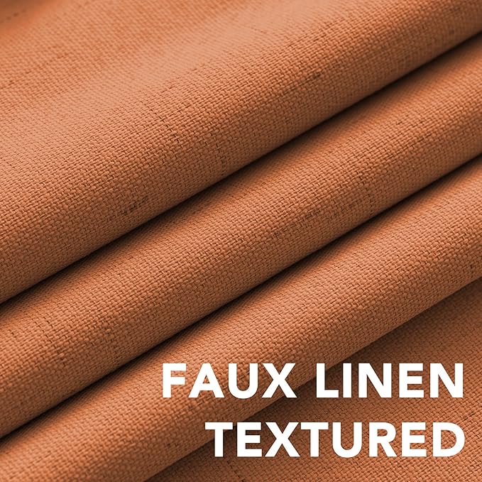 H.VERSAILTEX 100% Blackout Curtains for Bedroom Thermal Insulated Linen Textured Curtains Heat and Full Light Blocking Drapes Living Room Curtains 2 Panel Sets, Orange, 52x54 Inch