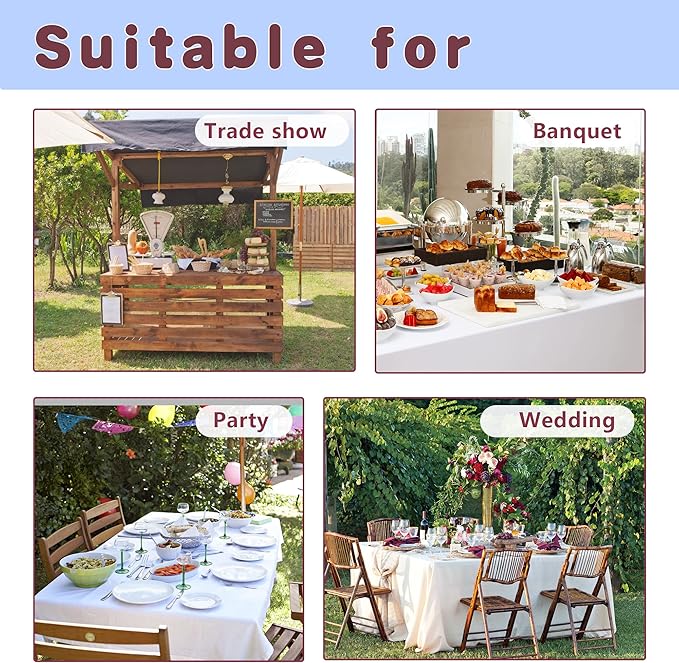 HolidayIdeas Fitted White Tableclothes - 72 x 30 Inch - 2 Pack Rectangle Table Covers for 6 Foot Tables, Polyester Fabric Tablecloths for Christmas, Parties, Wedding, Trade Show
