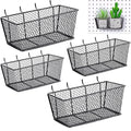 Sieral 4 Pcs Black Pegboard Baskets Metal Wire Shelf Baskets Peg Board Organizer Accessories Wall Mount Organizer Attachments for Garage Workbench Various Tool Accessories, 2 Sizes