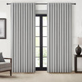 Extra Wide 60 Inch Blackout Curtains 96 Inches Long for Living Room, Rustic Boho Room Darkening Textured Linen Pleated Office Insulated Ceiling Track Large Window Drapes (60"W x 96"L 2 Panels Grey)