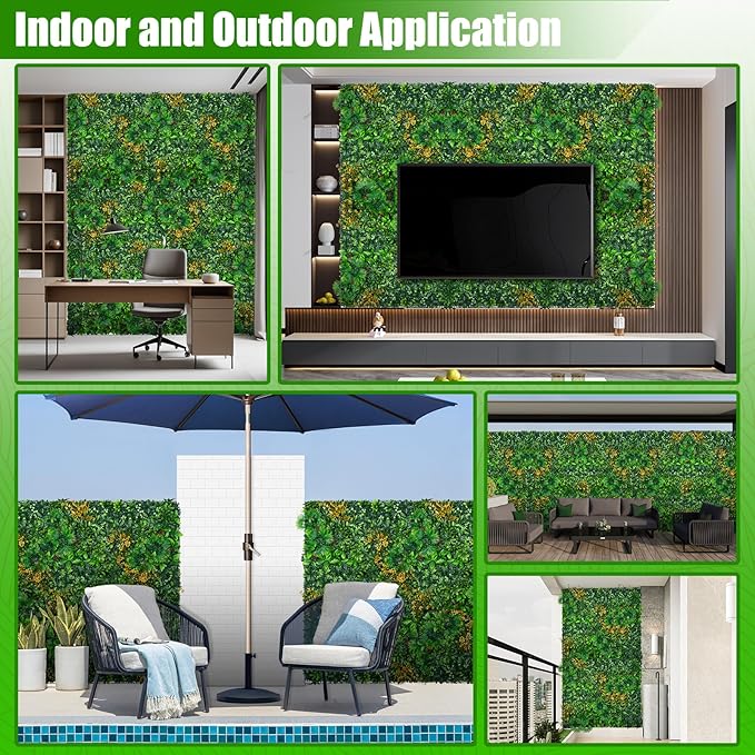 Grass Wall Panels Roll, 40"x120"(33.33 SQFT) Artificial Grass Backdrop Wall with Tropical Leaves, UV-Anti Faux Greenery Plant Boxwood Panels for Outdoor Green Wall Decor