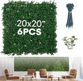 flybold Artificial Boxwood Hedge Panels - Grass Wall Backdrop Decor Indoor and Outdoors - Greenery Wall, Faux,Fake Grass Wall - Decorative Hedge, Garden Fence Panels - 20x20 inch - Pack of 6