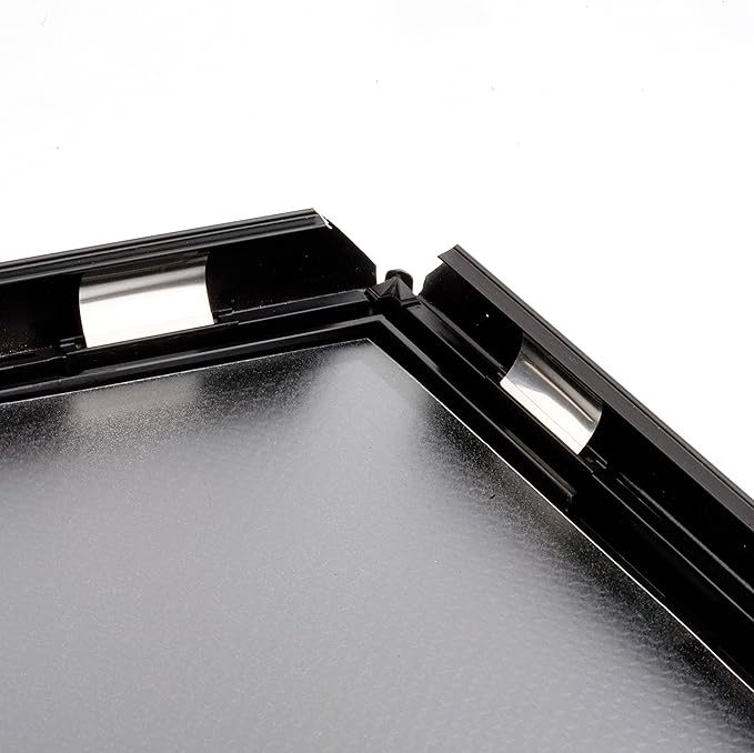 M&T Displays Opti Snap Poster Frame 8.5x11 Inch Black 1" Aluminum Profile Front Loading Wall Mounting Photo Picture Document Certificate Sign Holder Mitered Corner Anti Glare Cover (2 pack)