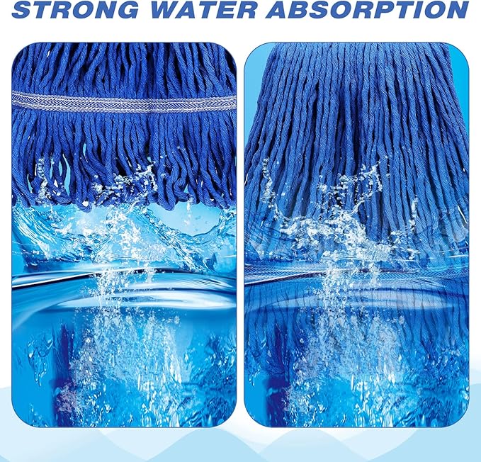 Nuogo 10 Pcs Commercial Mop Head Replacement Floor Cleaning Wet Heavy Duty Commercial Mop Refills General Cleaning(27.6 Inch,Blue)
