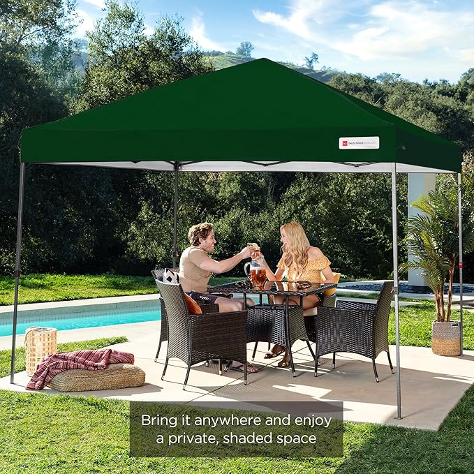 Best Choice Products 10x10ft 1-Person Setup Pop Up Canopy Tent Instant Portable Shelter w/ 1-Button Push, Case, 4 Weight Bags - Forest Green