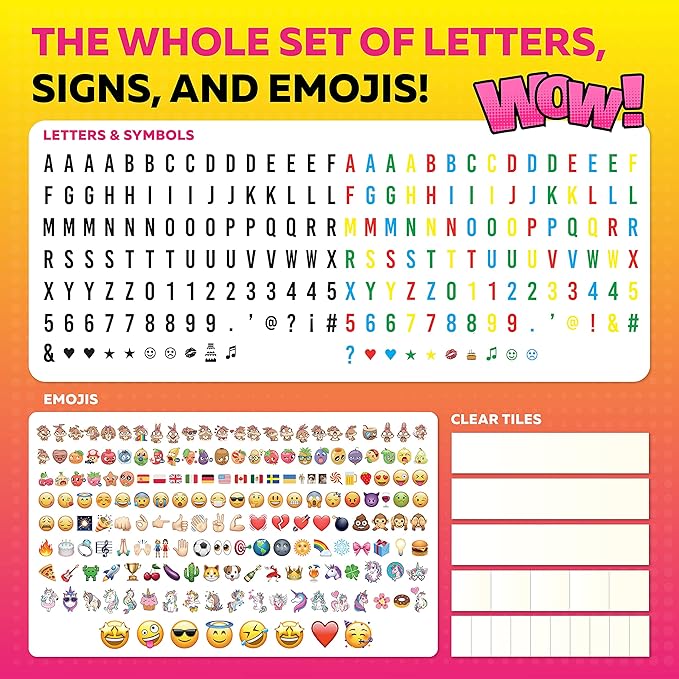Cinema Light Box with Letters – Marquee Color Changing Light Box Sign with 386 Black & Color Letters & Emoji & 2 Markers- Premium Light Up Letter Board – 16 Dimmable Remote-Controlled Colored Options