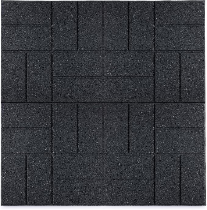 Playsafer Brick Rubber Interlocking Tiles | 16 X 16 | Easy Install for Indoor and Outdoor Use (Dark Gray, 4 Tiles)