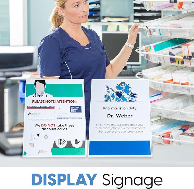 DuraClear Acrylic Sign Holders 8.5 x 11 - Extra Thick and Durable Desktop Paper Sign Holders - Perfect for Retail and Booth Display Supplies - 12 Pack, Portrait