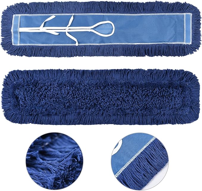 MATTHEW CLEANING 24'' Industrial Strength Cotton Dust Mop Refill Washable Replacement Heads For Residential & Commercial Use Fit Standard Dust Mop Frames, Hardwood, Laminate, Concrete Floors 1 Pack
