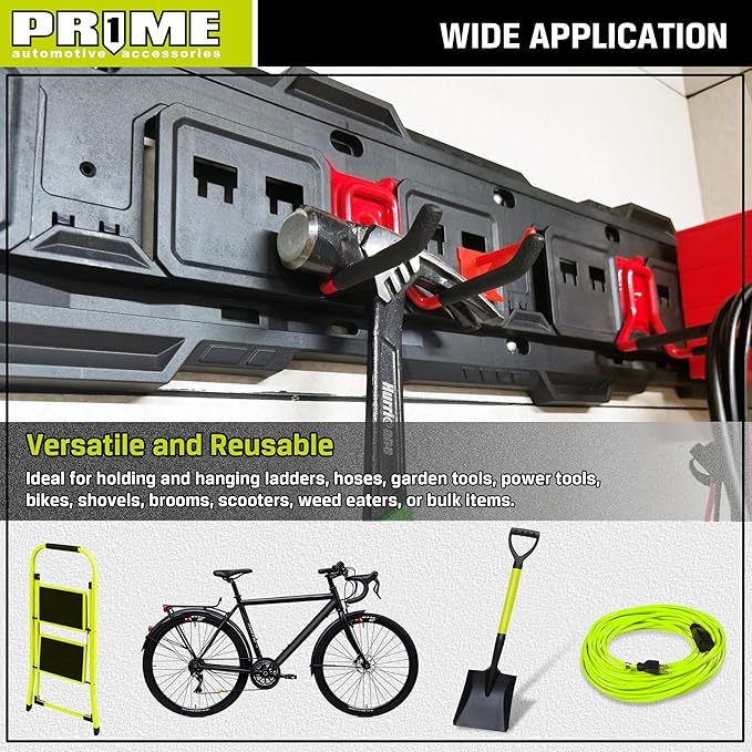 Prime 1 PR1ME 1 Pack Garage Garden Tool Organizer Wall Mount Hooks,Support 44lbs, Heavy Duty Metal Storage Hooks for Power Tool,Hand Tool,Bike,Hoses,Broom,etc
