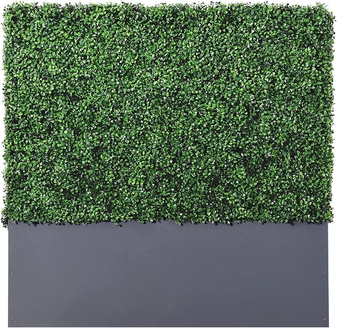 AGPL New Generation Artificial Hedge Green Wall with Dark Gray 201 Stainless Steel Planter Box (48" H 48" W12 D)