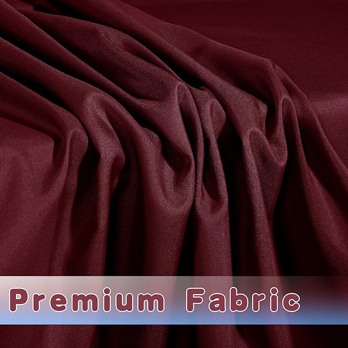 HolidayIdeas Fitted Burgundy Tableclothes - 96 x 30 Inch - 2 Pack Rectangle Tablecloths for 8 Foot Tables, Polyester Fabric Table Covers for Parties, Holiday Dinner, Trade Show