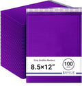 Purple 8.5x12 Inch Poly Bubble Mailers #2 |Self Seal Padded Envelopes | Air Cushioned Bubble Mailer | Usable Size 8.5x11 Inch | 100 Pack Bulk | Waterproof | Lightweight Mailing Shipping Bags