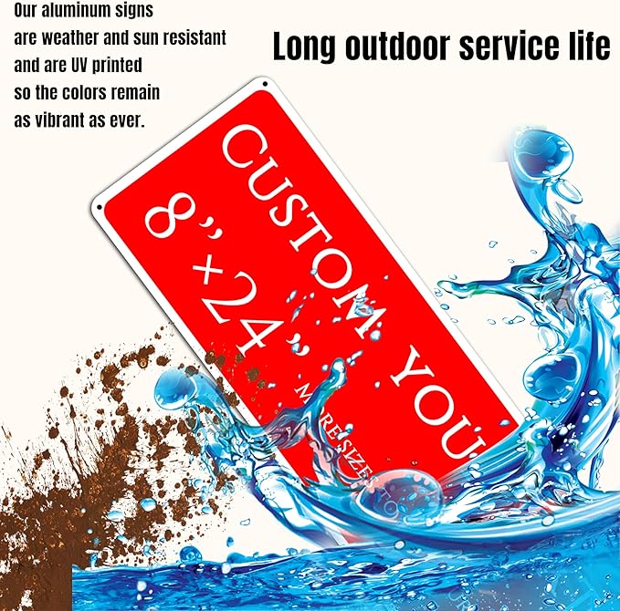 Custom Sign, Custom Indoor/Outdoor Decorative Sign，Aluminum Weatherproof Metal Sign Multiple Sizes, personalized door sign，Business, Workplace, office, Home,Warning(8 * 24 Inch)