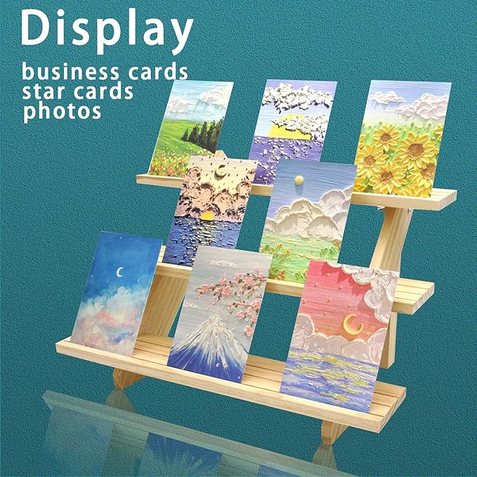 3 Tier Earring Display Stands For Selling, Retail Display Riser Earring, Ring Holder Stand, Removable Countertop Small Merchandise Display Stand, for Figures,Cupcake, Photo (Wood color)