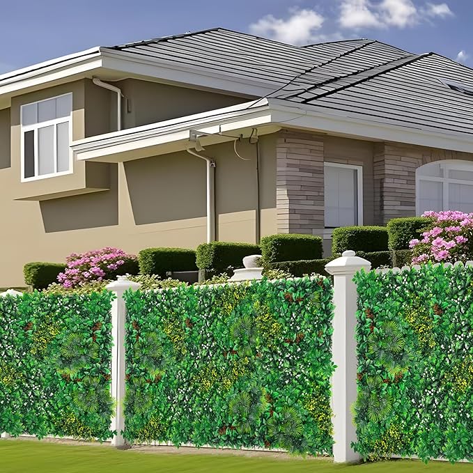 Grass Wall, Artificial Tropical Boxwood Panels 40"x120"(33.33 SQFT), Privacy Hedge Fence Screen with UV Protection, Greenery Backdrop for Indoor Home Wedding Decor and Outdoor Patio Backyard