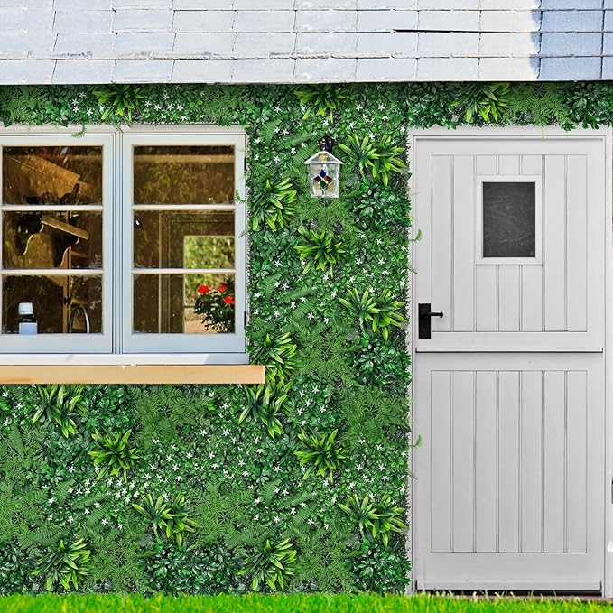 Grass Wall, Artificial Boxwood Panels 20"x20"(8pcs), Privacy Hedge Fence Screen with UV Protection, Greenery Backdrop for Indoor Home Wedding Decor and Outdoor Garden Backyard