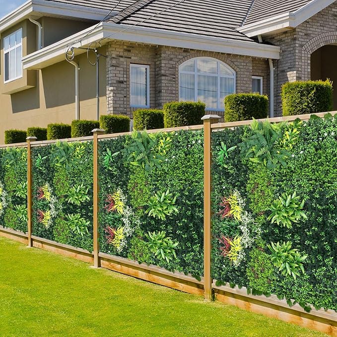 Boshen Artificial Grass Wall Panels, 3 Pack 40“x40” Boxwood Hedge UV Protected Greenery Privacy Grass Wall Decor Indoor Outdoor Wedding Garden Decor
