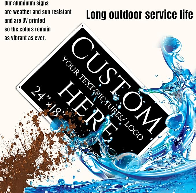 Custom Sign, personalized metal sign，Aluminum Weatherproof Metal Sign Multiple Sizes, Reflective，Customize for Office, Business, Workplace, office, Home, Delivery Signs(24 * 18 Inch)