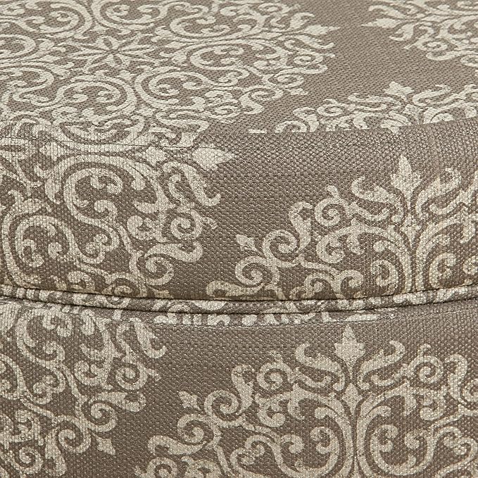 Homepop Home Decor | Upholstered Round Storage Ottoman | Ottoman with Storage for Living Room & Bedroom, Brown Medallion