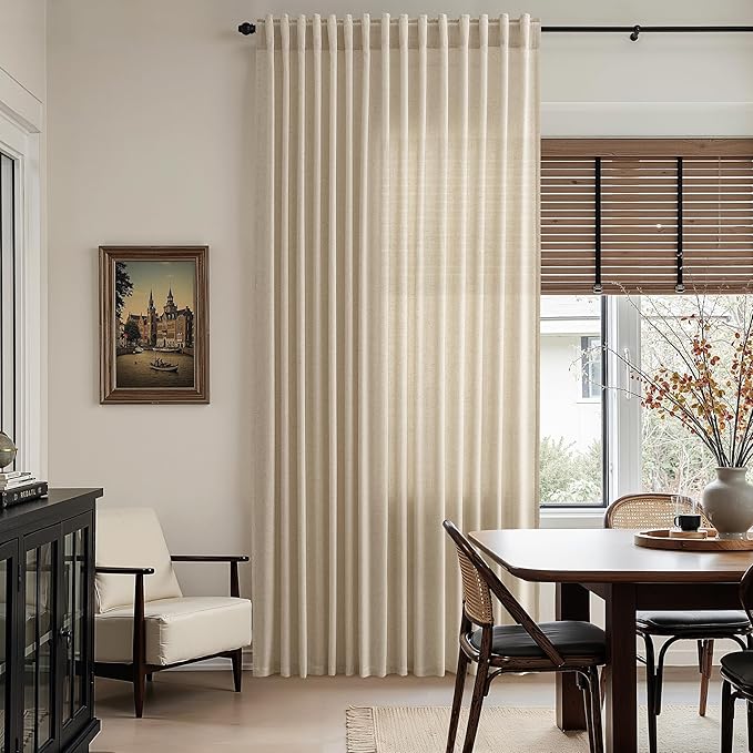 Nanspring Taupe Burlywood Curtains 72 Inches Long for Living Room Burlap Linen Textured Light Filtering Semi Sheer Curtains Back Tab Privacy Country Farmhouse Curtain for Bedroom 52x72, 2 Panels
