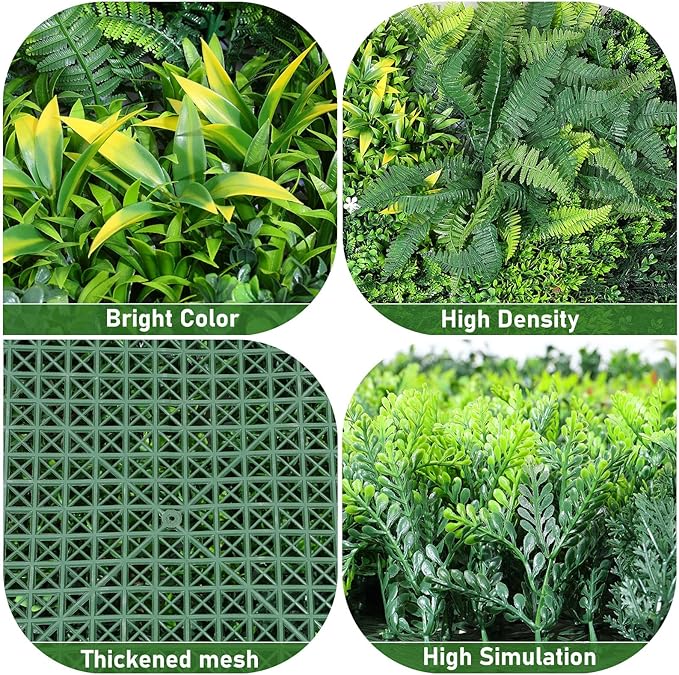 Boshen Artifical Grass Wall Panels 40"x40" Backdrop Boxwood Panels Greenery Backdrop Wall Grass Boxwood Hedge Wall Panels UV Protected Privacy Grass Wall Decor for Party Wedding Garden Indoor Outdoor