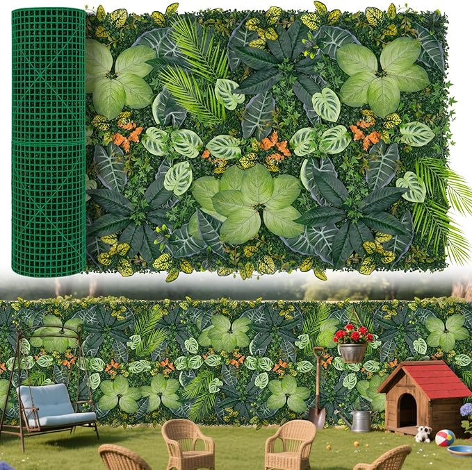 40"x120"(33.33 SQFT) Artificial Grass Wall, Greenery Backdrop Wall with UV-Anti, Fake Grass Panels for Indoor Party Wedding and Outdoor Garden Decor