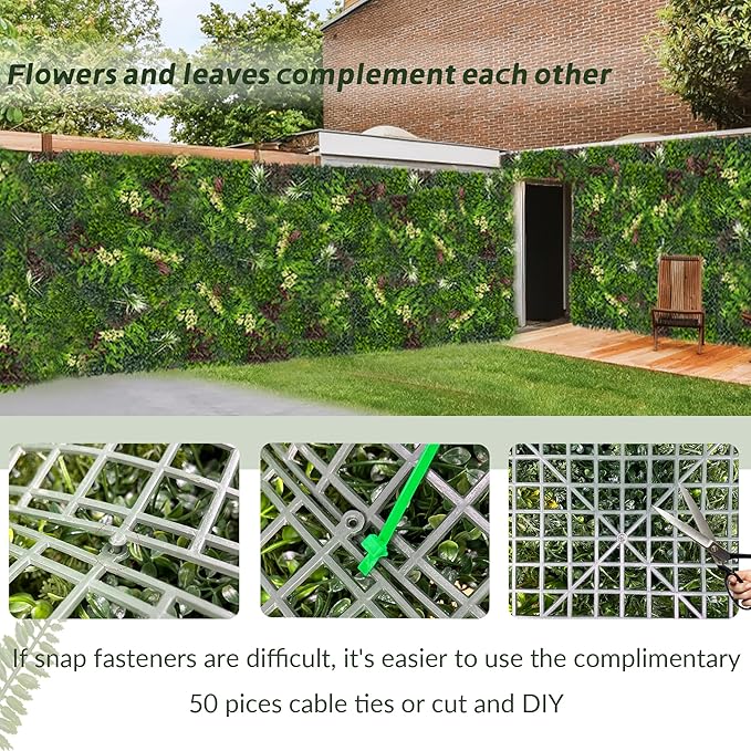 Artificial Ivy Wall Boxwood Roll: 40"x120" UV Resistant Green Leaves Faux for Interior Backdrop,Garden and Indoor Outdoor Wall&Fence Covering Privacy, Party Wall Fence Decor