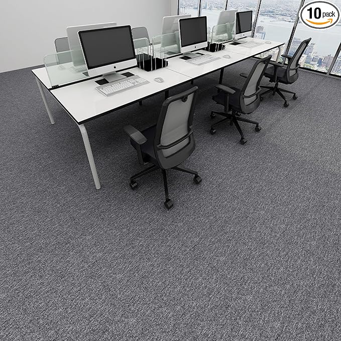 16-Pack 20"x20" Carpet Tiles, Non-Adhesive Soft Padded Floor Squares with Seamless Look for Home, Office, Indoor & Outdoor Use (43 Sq Ft) (J2)