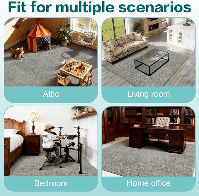 jxgzyy Soft Carpet Tiles 20×20 Inch, 0.38'' Padded Carpet Squares, Non-Adhesive Carpet Flooring with Textured Silicone Back, Easy DIY Soft NylonTiles for Home Gym, 12 Pcs/32.3 Sqft