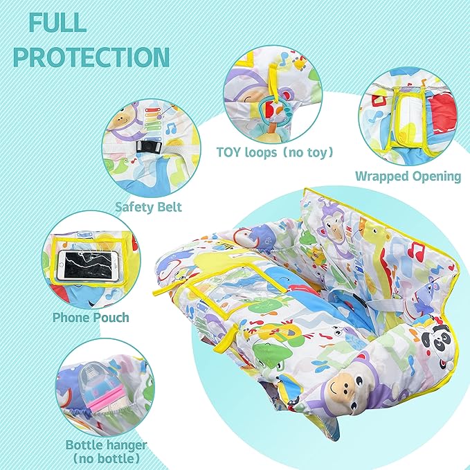Shopping Cart Cover for Baby,2-in-1 High Chair Cover with Portable Cloth Bag,Cart Seat Pad for Babies Grocery Cushion Cover Restaurant,Suitable for All Supermarkets