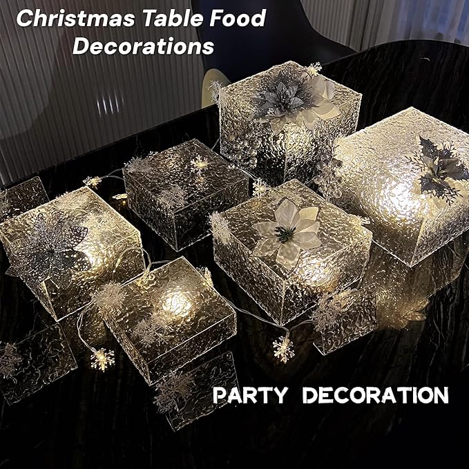 4PCS Buffet Risers Display Stands with 4PCS Mini Signs,Acrylic Cube Display Risers with Hollow Bottom, 1 Set (6, 6.5, 7, 8)" (Transparent, 1 Set ( 6'',6.5'',7'',8'' ))