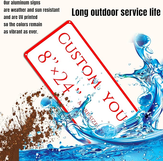 Custom Sign, Custom Indoor/Outdoor Decorative Sign，Double-sided,Aluminum Weatherproof Metal Sign Multiple Sizes, Customize for garden, Business, Workplace, office, Home, Delivery Signs(8 * 24 Inch)