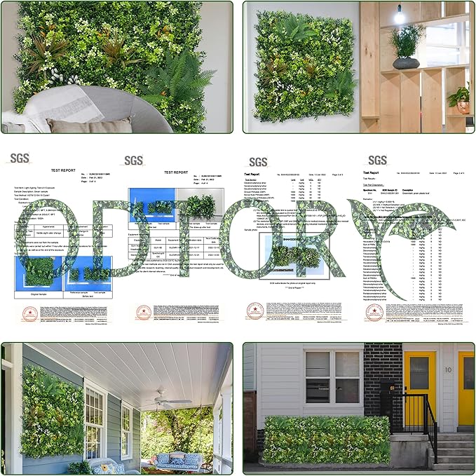 Artificial Grass Boxwood Hedges Wall Panels: 20"x20" 12P UV-Anti Faux Greenery Fake Ivy Leaves Privacy Fence Screen Backdrop for Garden Covering Privacy, Outdoor Indoor Decor
