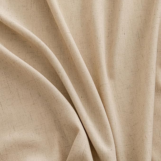 MIULEE Non-See-Through Privacy Linen Curtains 2 Panels, Light Filtering Window Curtains Farnhouse Textured Back Tab Semi Sheer Drapes for Bedroom Living Room, 52 x 96 Inches Long, Light Brown