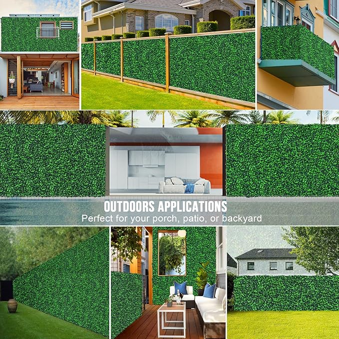 Artificial Boxwood Roll Panels,60"x 120"(50 sq.ft) UV-Anti Faux Ivy Leaves Privacy Fence Screen Grass Wall Roll Panels for Indoor Home Decor and Outdoor Garden Backyard