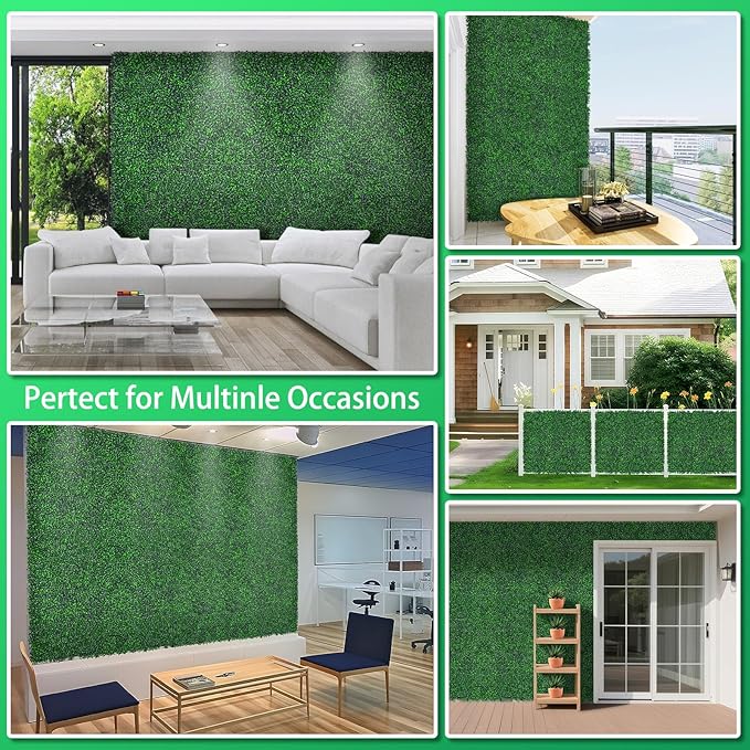 Artificial Greenery Wall Rolls,48"x 120"(40 sq.ft) UV-Anti Faux Ivy Leaves Privacy Fence Screen Grass Wall Roll Panels for Indoor Home Decor and Outdoor Garden Backyard