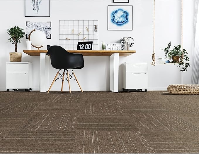 Mohawk Basics 24" x 24" Berber (Loop pile), 0.07" Pile Height, Carpet Tile, PET Fiber, Earth Tone Color, (24 Tiles), (96 sqft/carton)